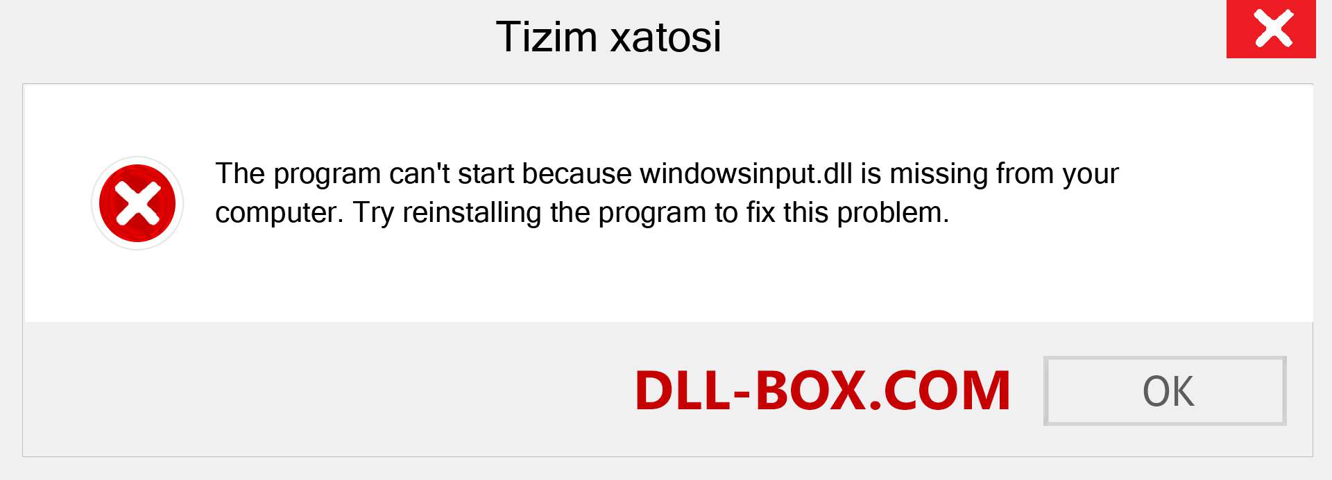 windowsinput.dll fayli yo'qolganmi?. Windows 7, 8, 10 uchun yuklab olish - Windowsda windowsinput dll etishmayotgan xatoni tuzating, rasmlar, rasmlar